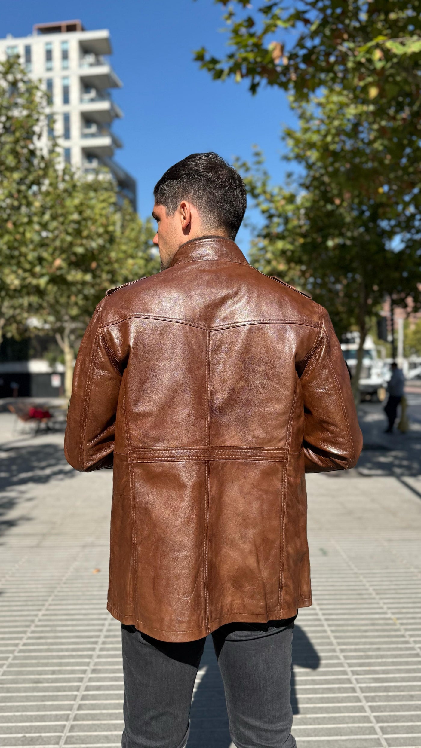 Chaqueta Cuero Germain Tabaco