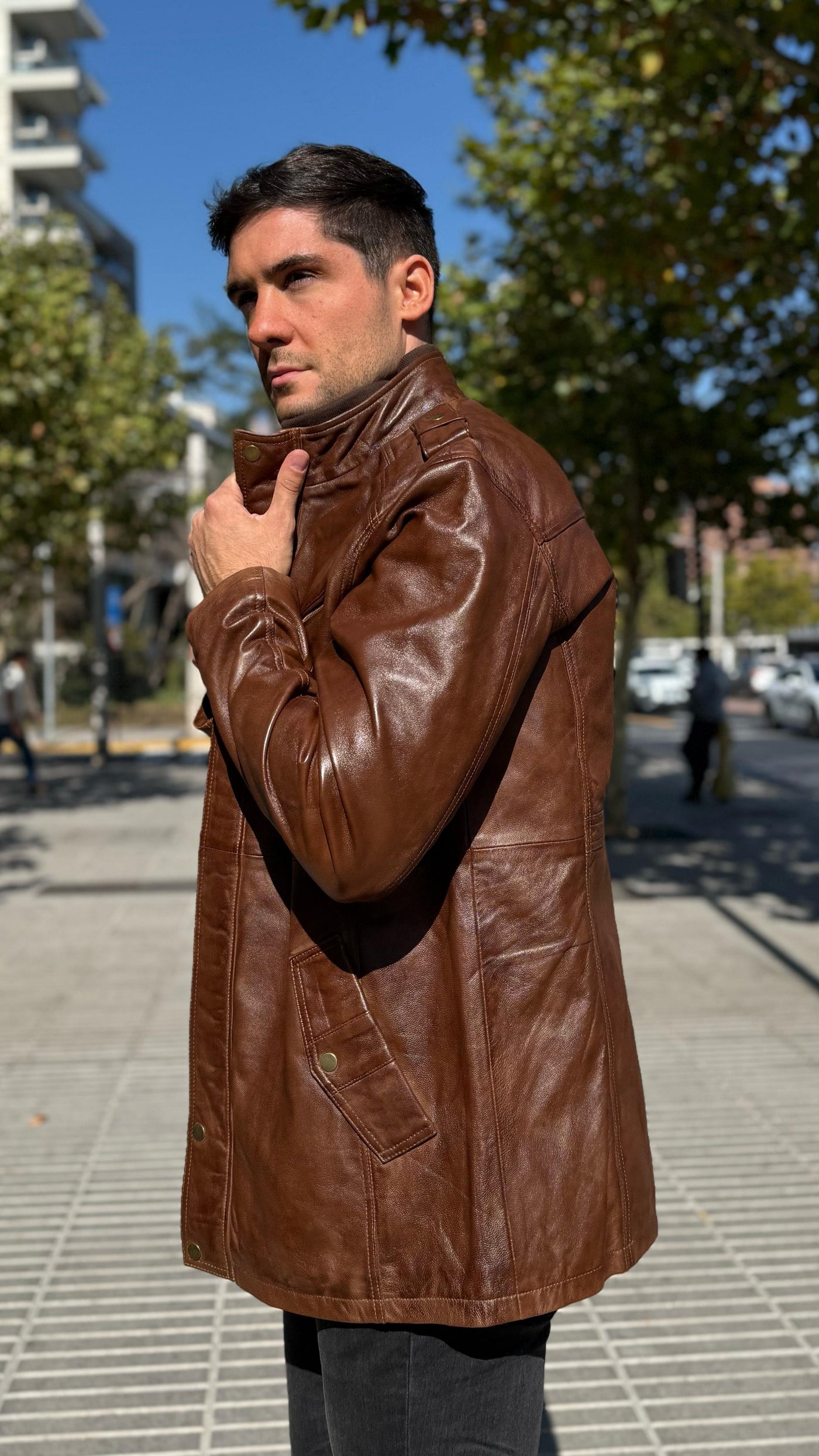 Chaqueta Cuero Germain Tabaco
