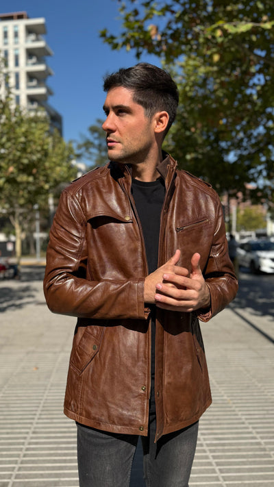 Chaqueta Cuero Germain Tabaco