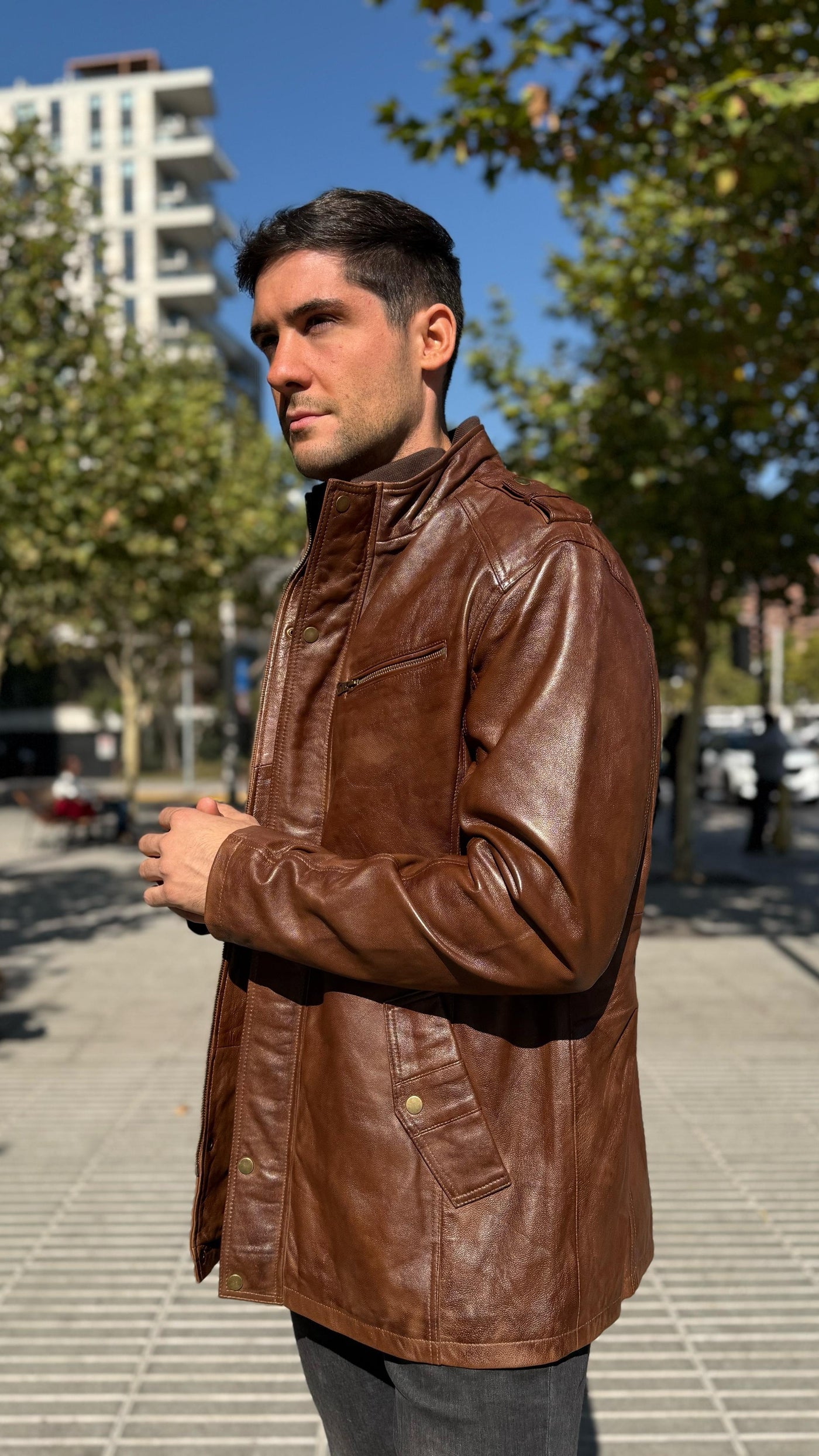 Chaqueta Cuero Germain Tabaco