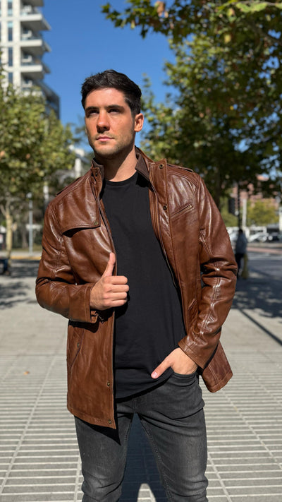 Chaqueta Cuero Germain Tabaco