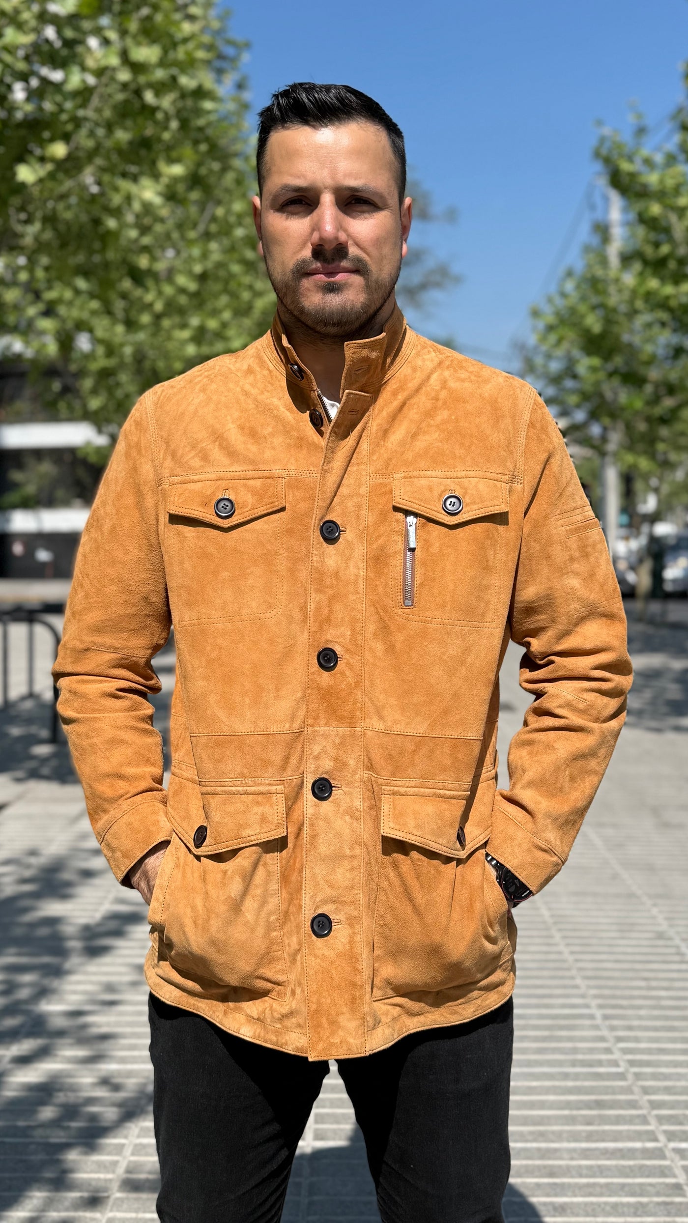 Chaqueta Hombre Gamuza Monza Camel