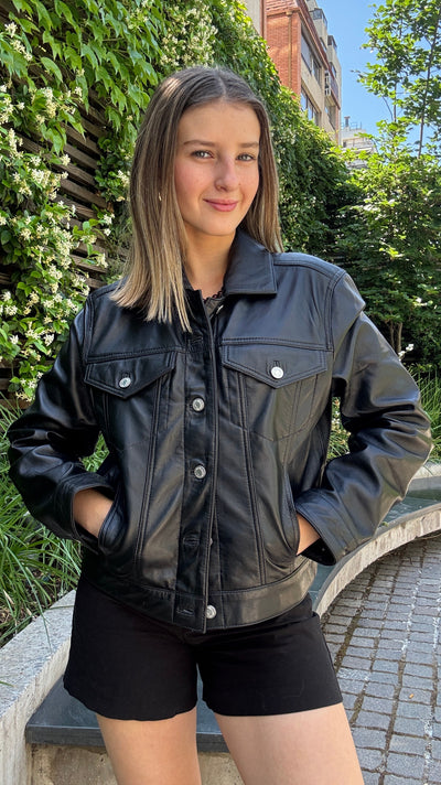 Chaqueta Cuero Ebro Negro