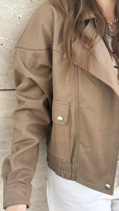 Chaqueta Cuero Orel Arena