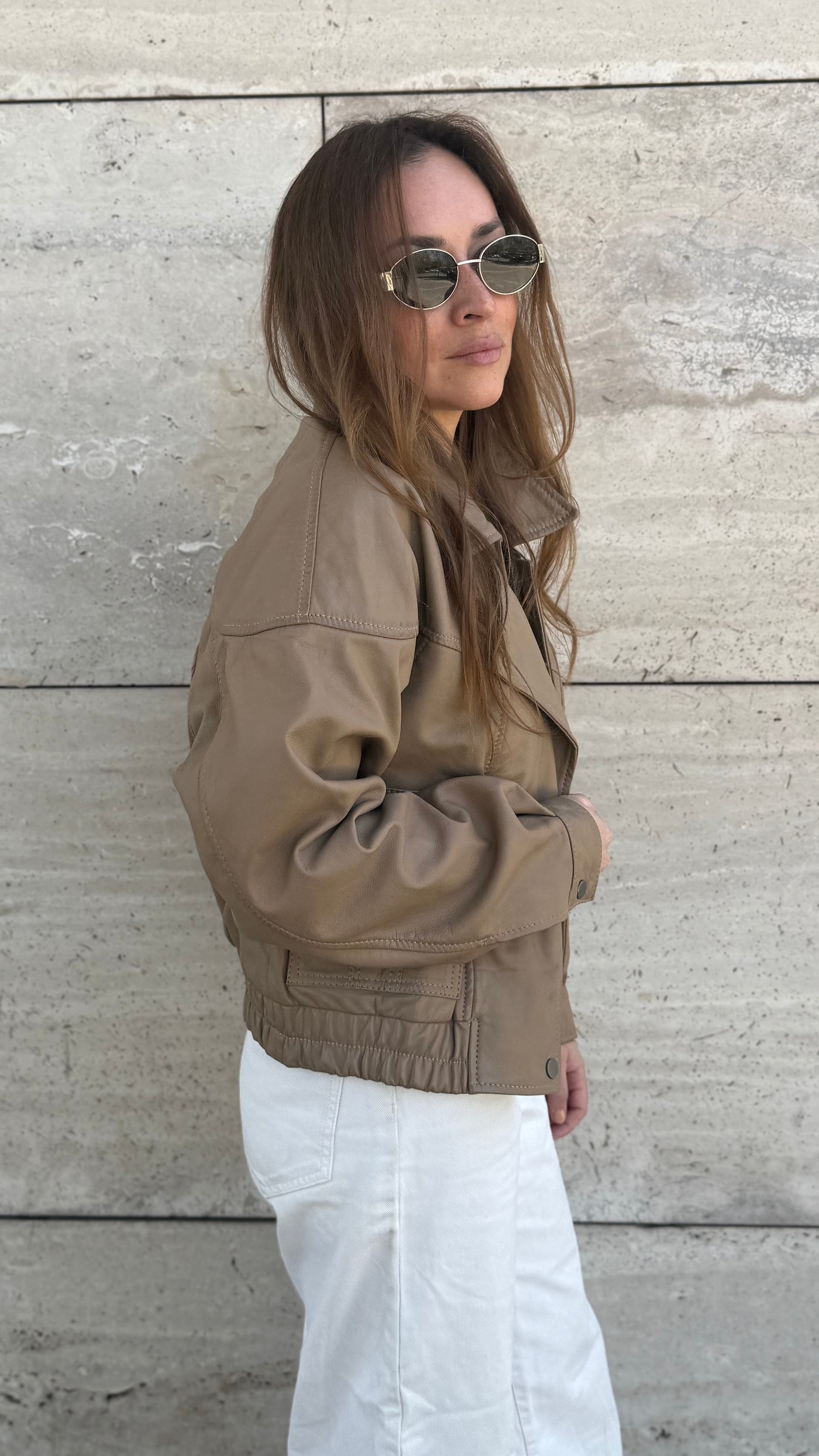 Chaqueta Cuero Orel Arena