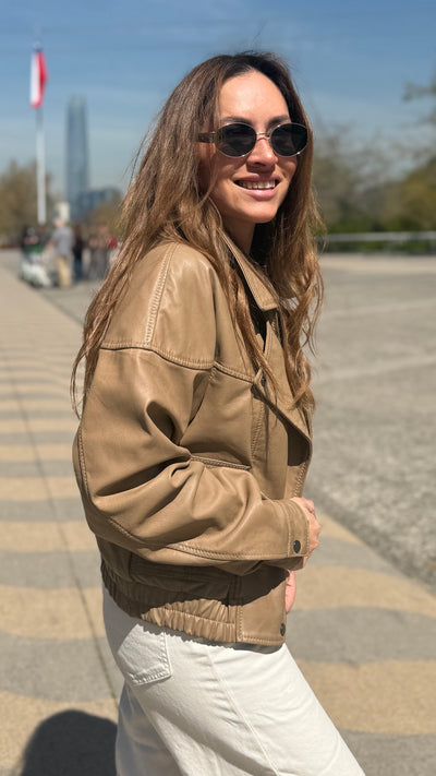 Chaqueta Cuero Orel Arena