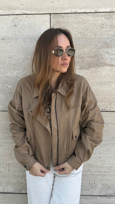 Chaqueta Cuero Orel Arena