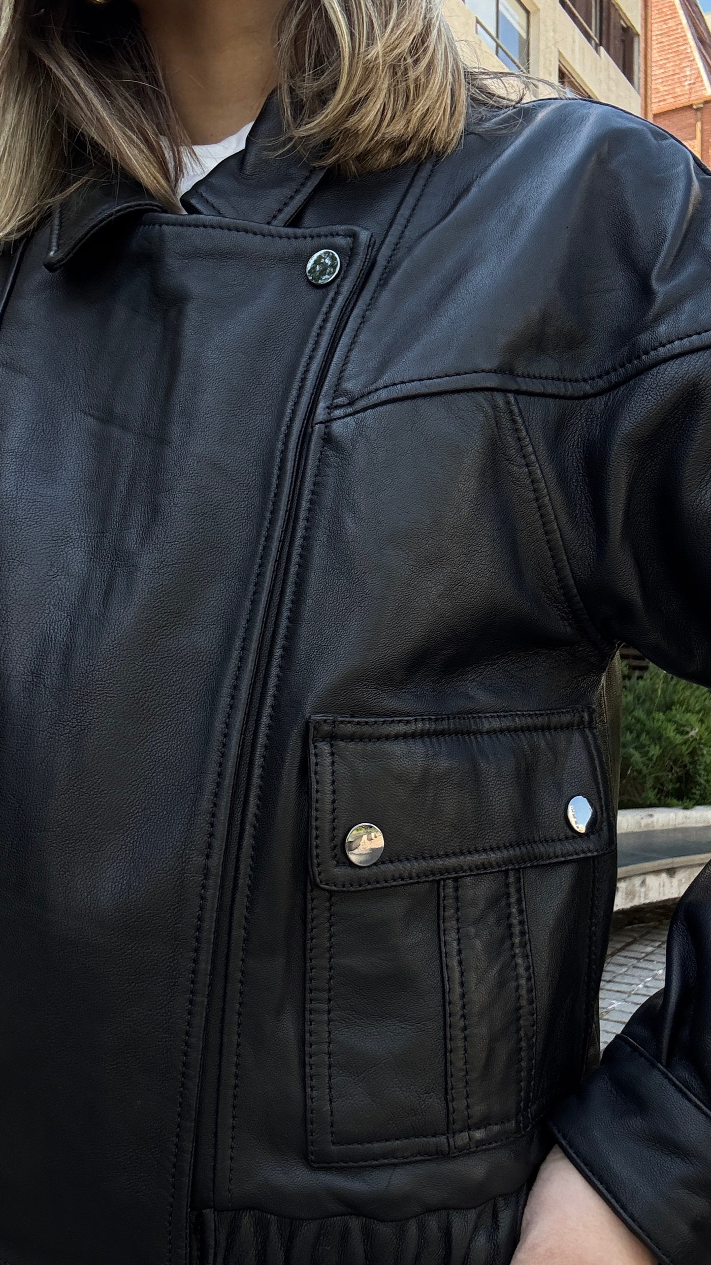 Chaqueta Cuero Orel Negro