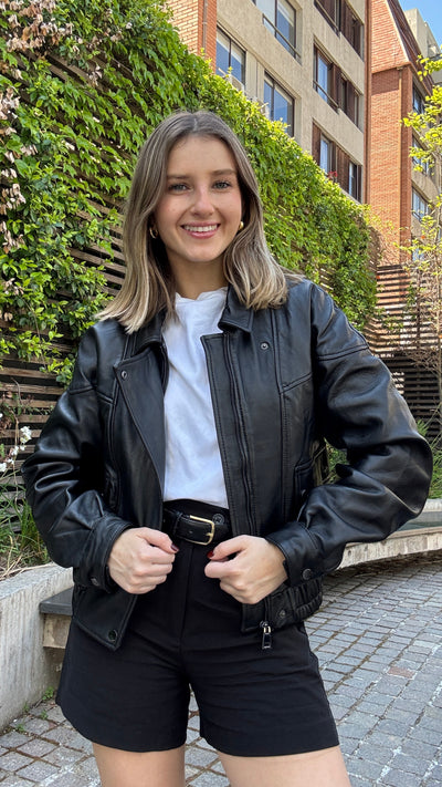 Chaqueta Cuero Orel Negro