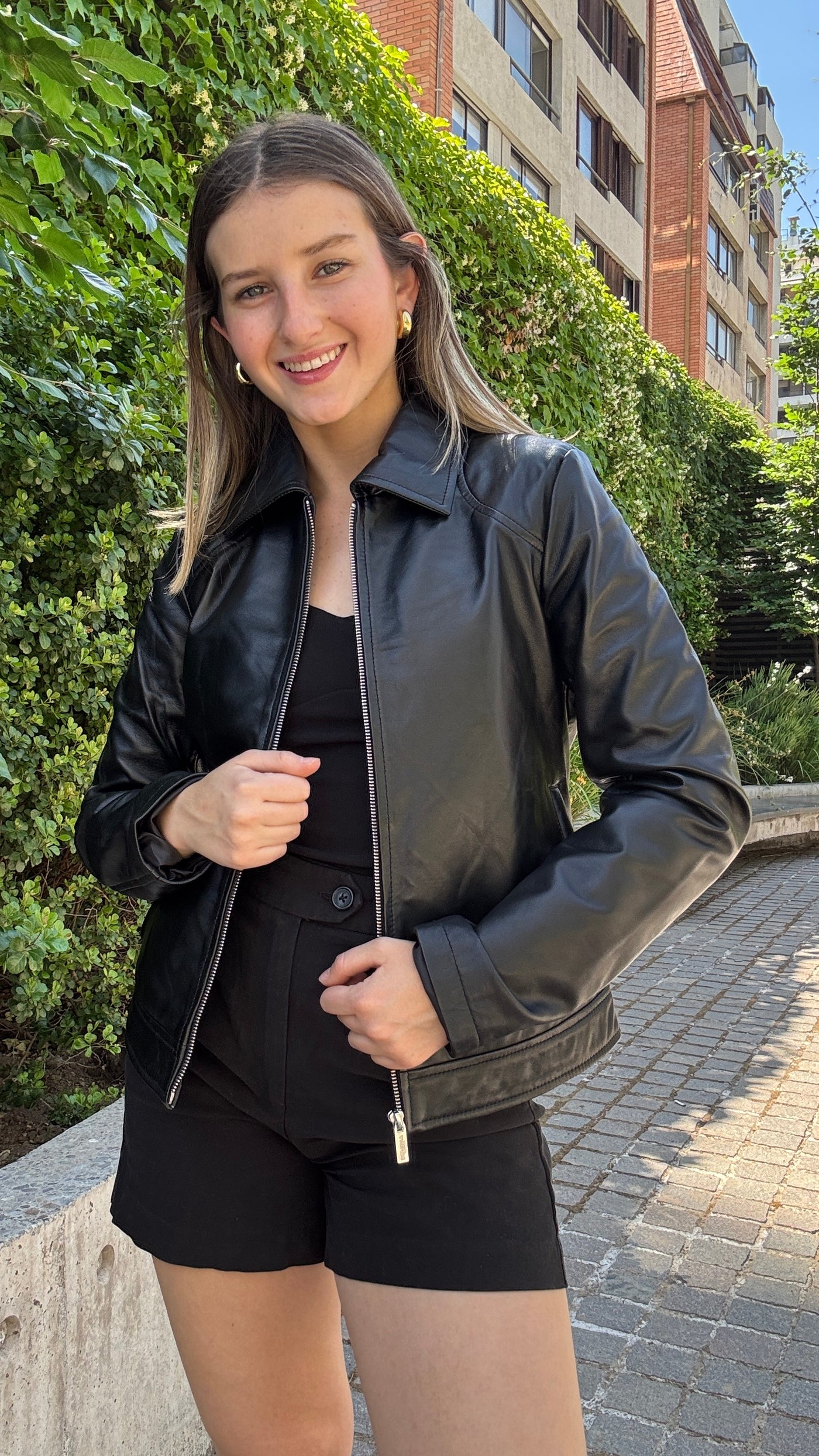 Chaqueta Cuero Osaka Negro
