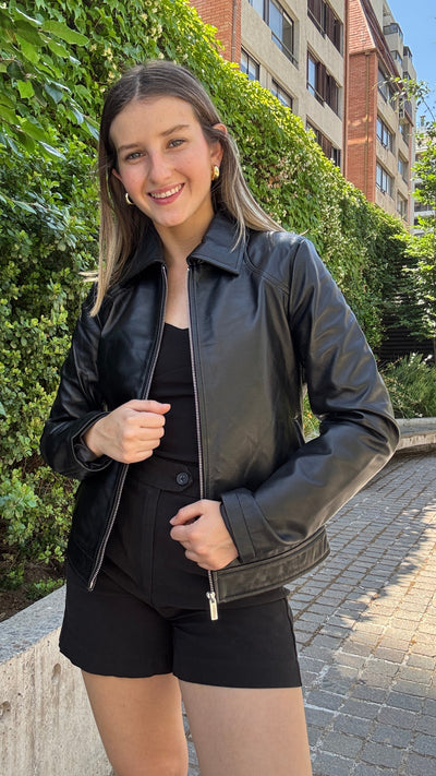 Chaqueta Cuero Osaka Negro