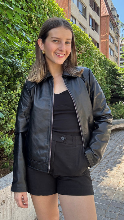 Chaqueta Cuero Osaka Negro