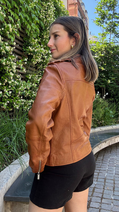 Chaqueta Cuero Recife Camel
