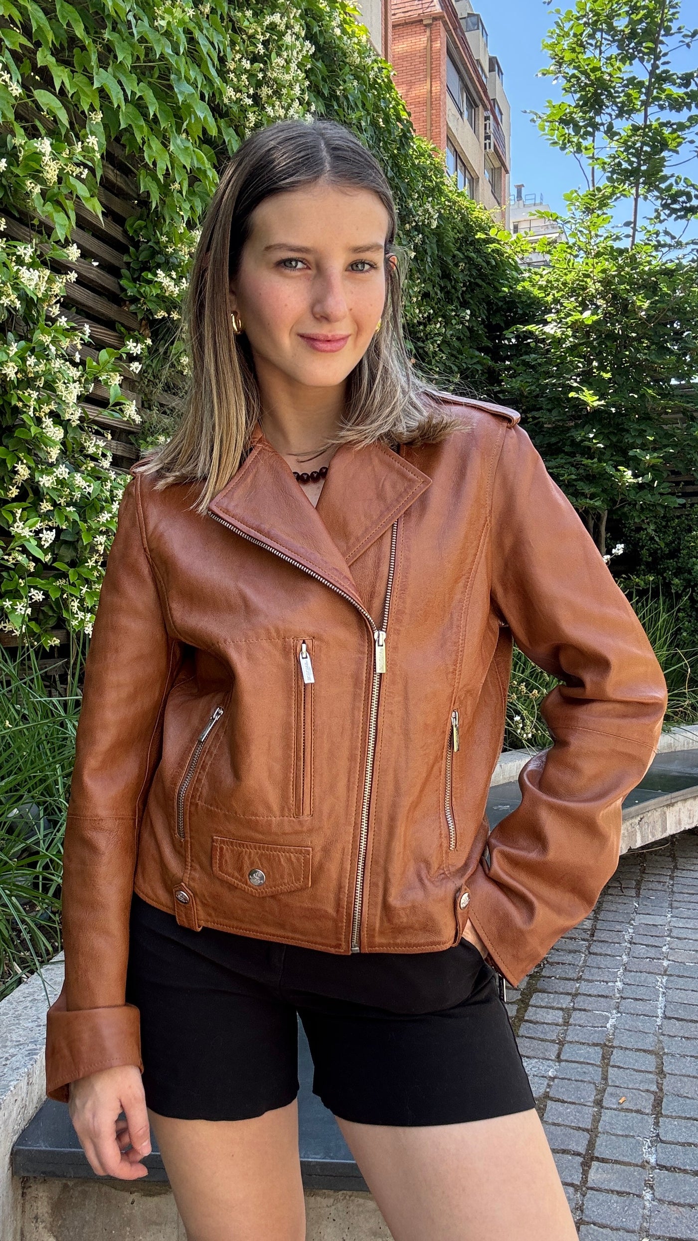 Chaqueta Cuero Recife Camel