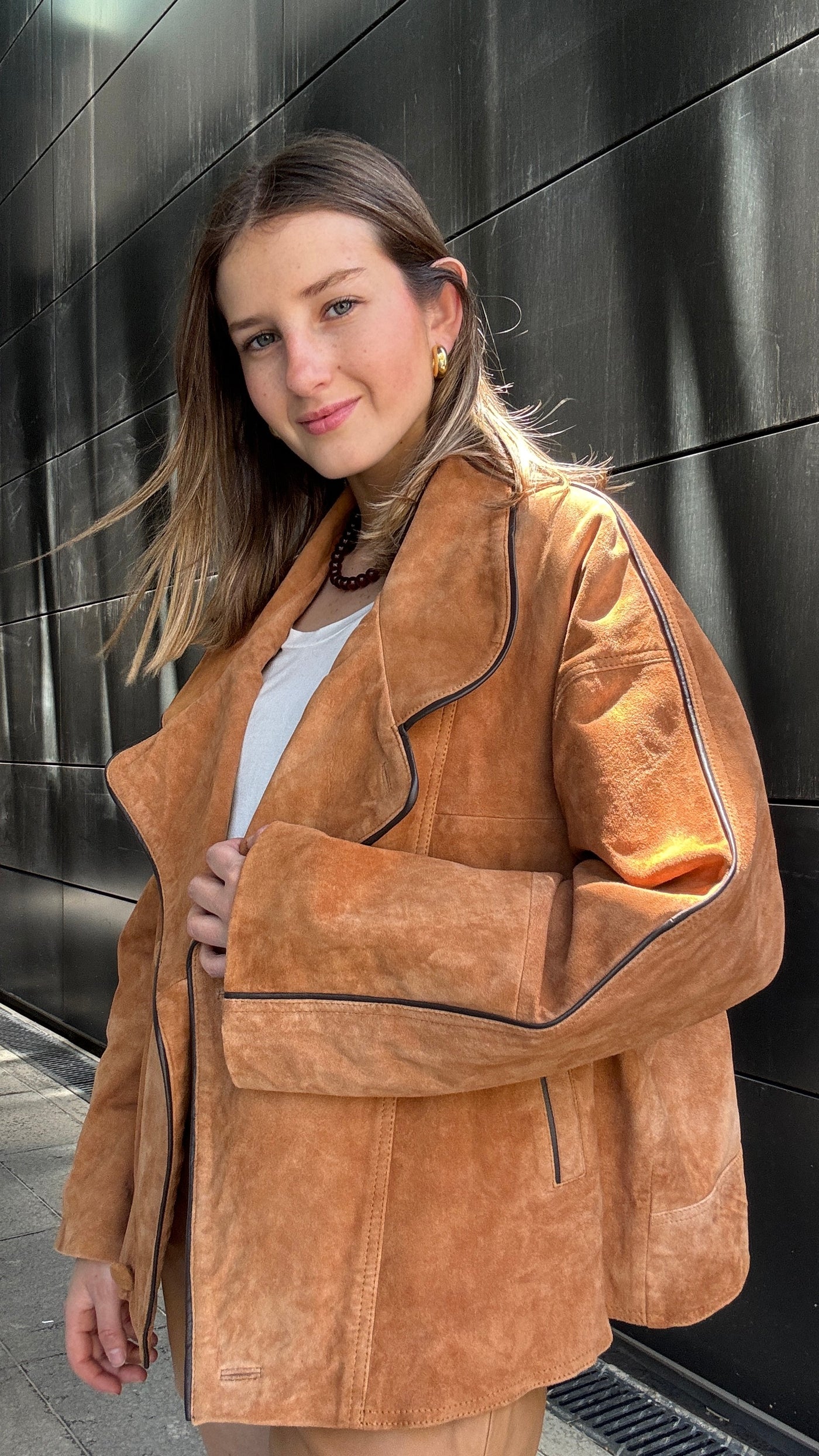 Chaqueta Gamuza Puglia Light Camel Oversize