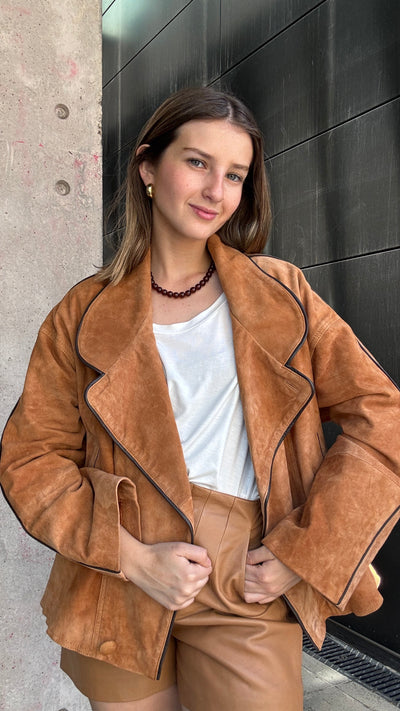Chaqueta Gamuza Puglia Light Camel Oversize