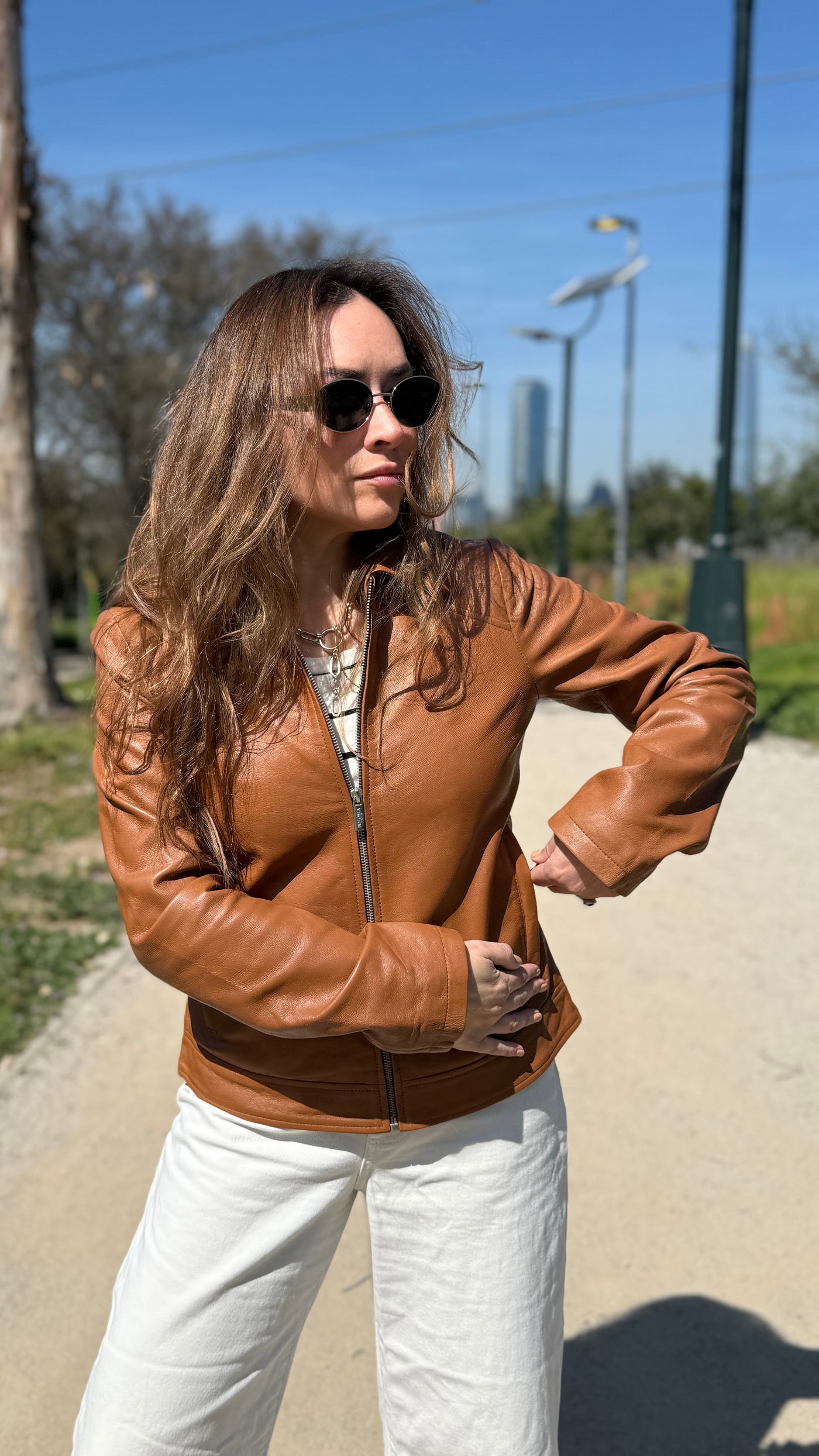 Chaqueta Cuero Osaka Camel