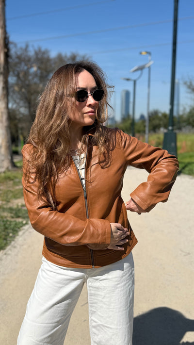 Chaqueta Cuero Osaka Camel