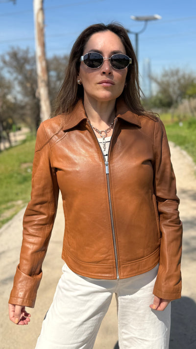 Chaqueta Cuero Osaka Camel
