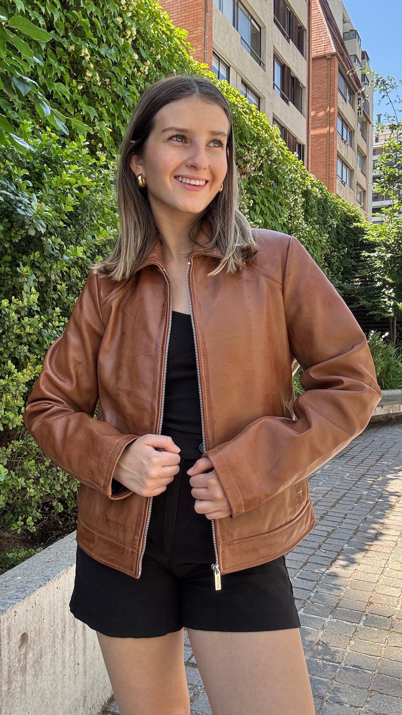 Chaqueta Cuero Osaka Camel