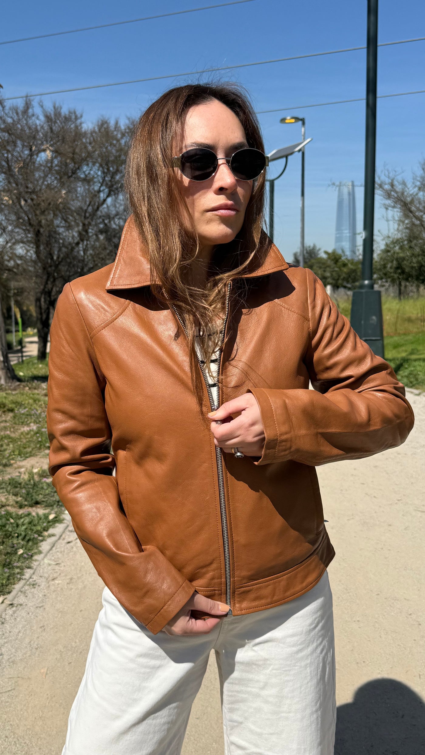 Chaqueta Cuero Osaka Camel
