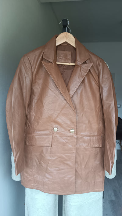 Blazer Cuero Burdeos Camel