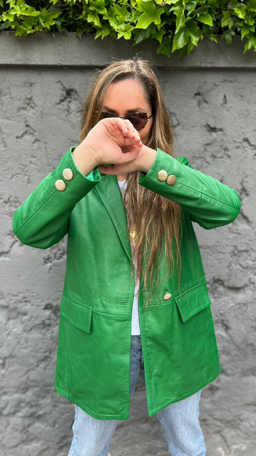 Blazer Cuero Burdeos Verde