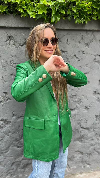 Blazer Cuero Burdeos Verde