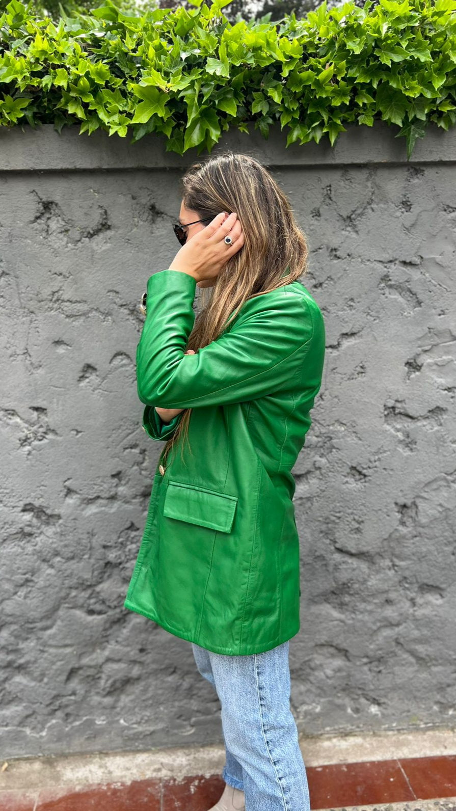 Blazer Cuero Burdeos Verde