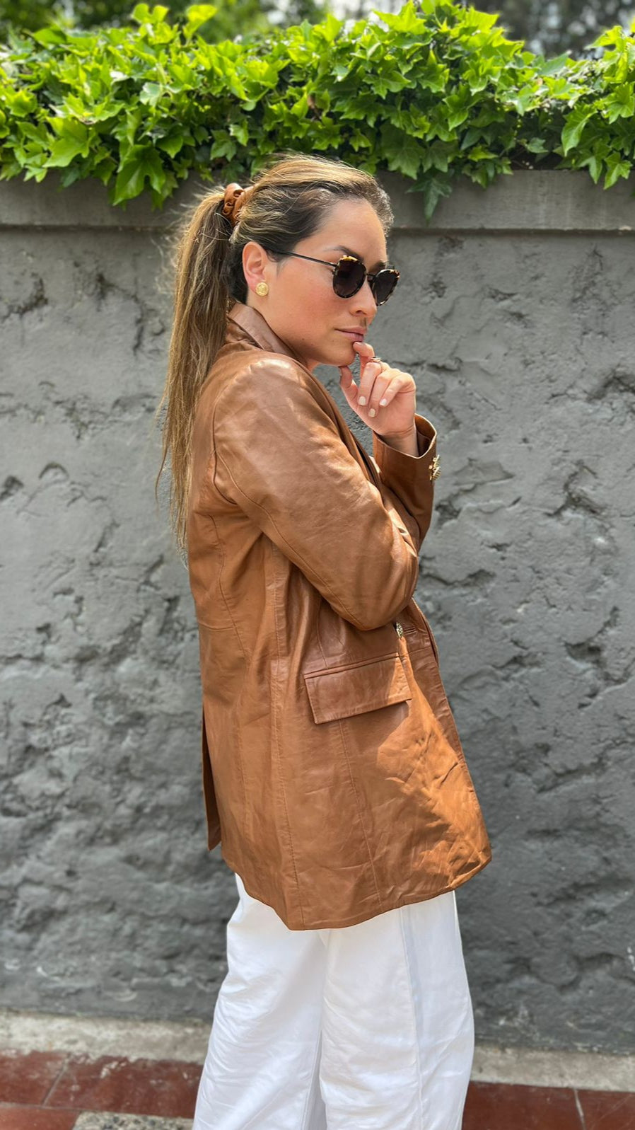 Blazer Cuero Burdeos Camel