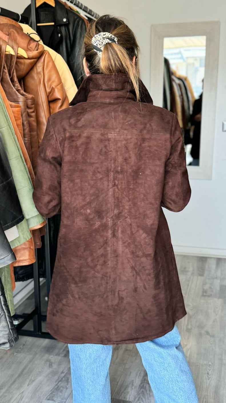 Camisera Larga Gamuza Lisboa Chocolate