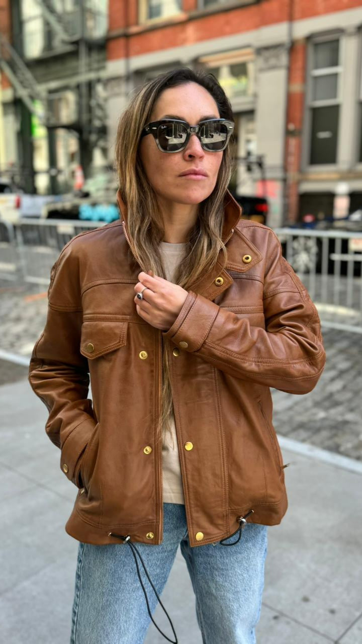 Chaqueta Cuero Dalvik Camel