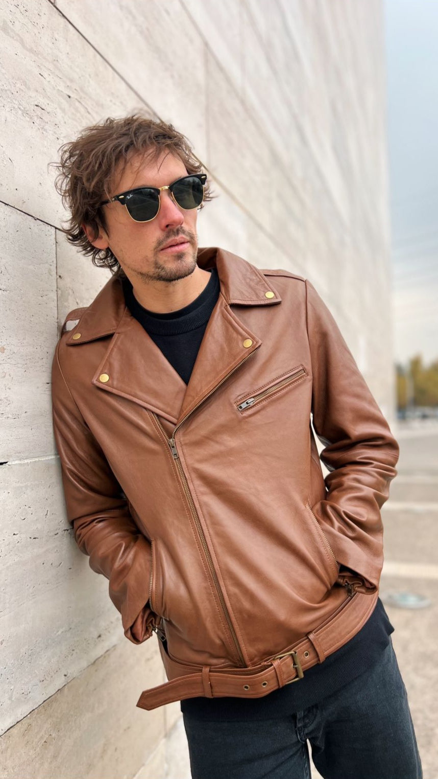 Chaqueta Hombre Cuero Barcelona Coñac