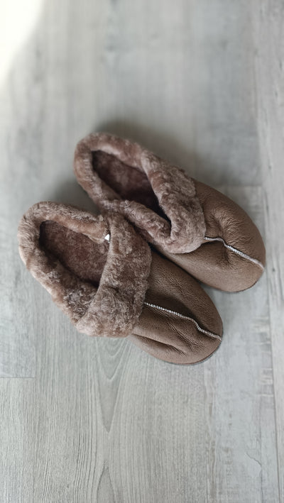 Flip Flop Cuero Taupe Rosa