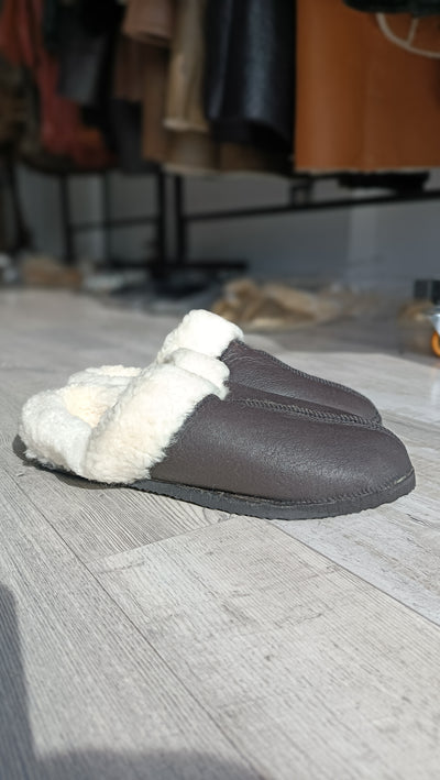 Flip Flop Cuero Negro/Beige