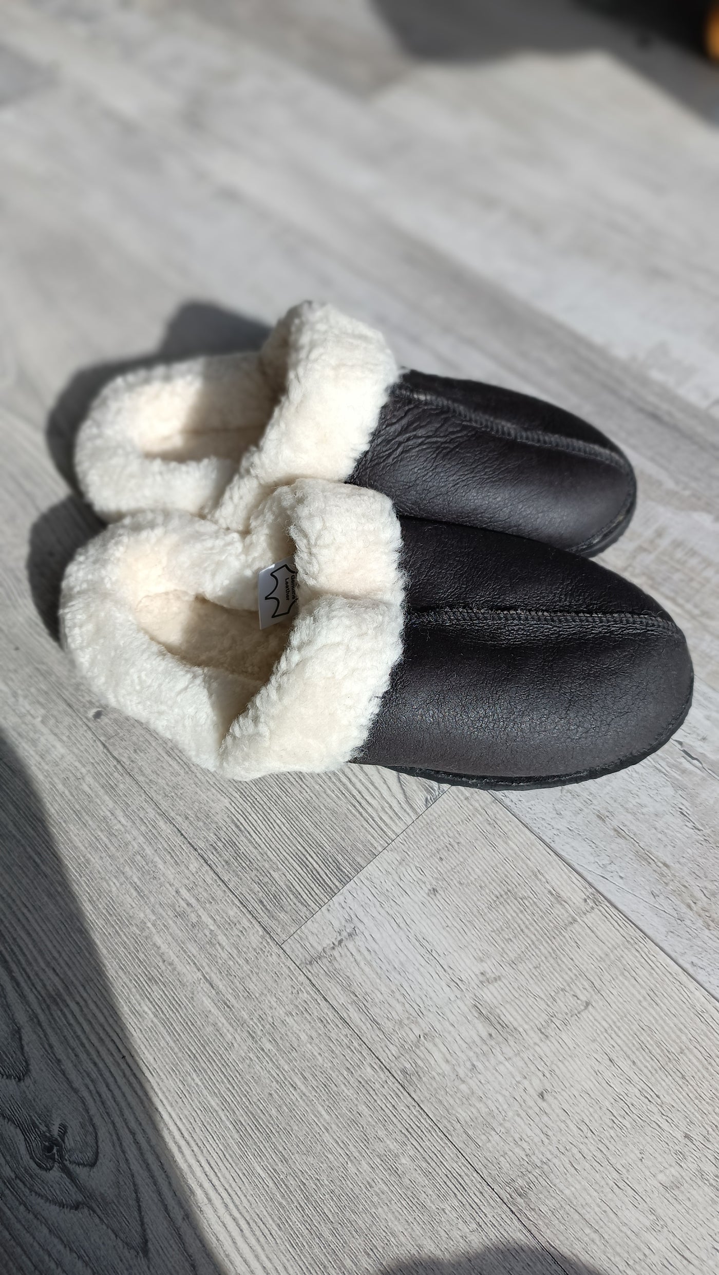 Flip Flop Cuero Negro/Beige