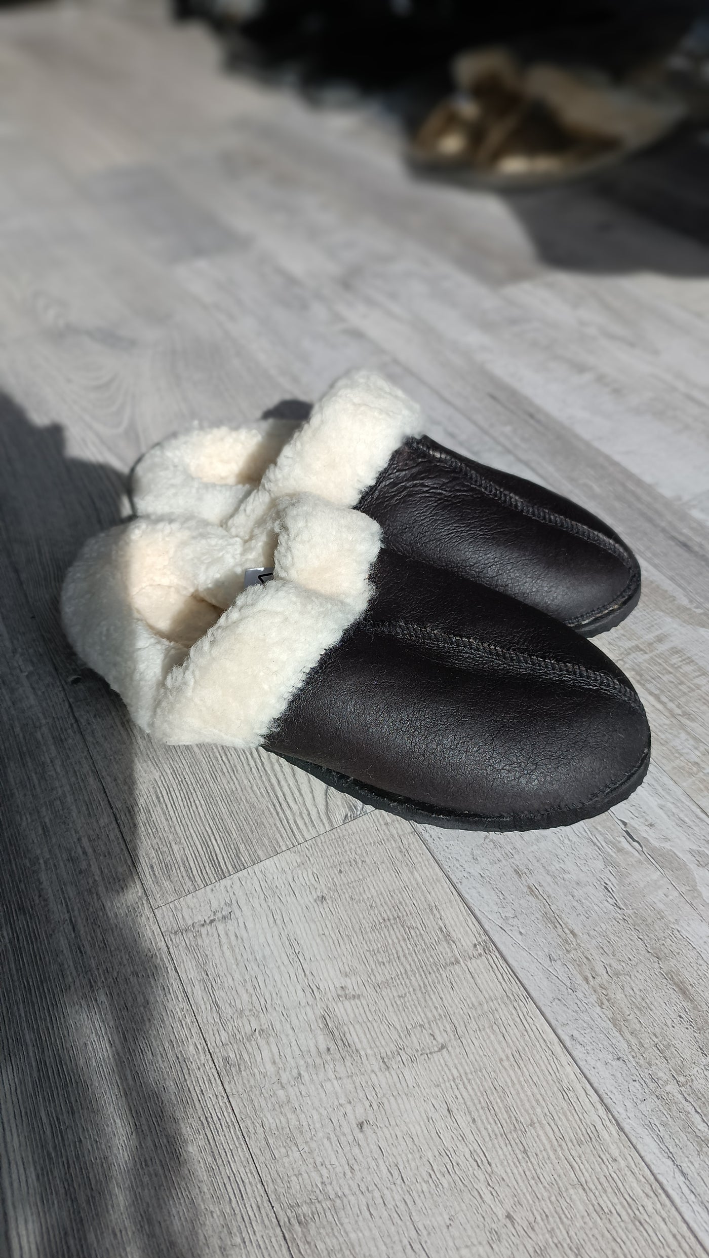 Flip Flop Cuero Negro/Beige