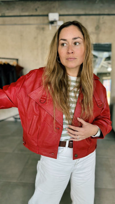 Chaqueta Cuero Verona Rojo