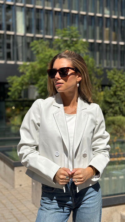 Chaqueta Cuero Palma Blanco