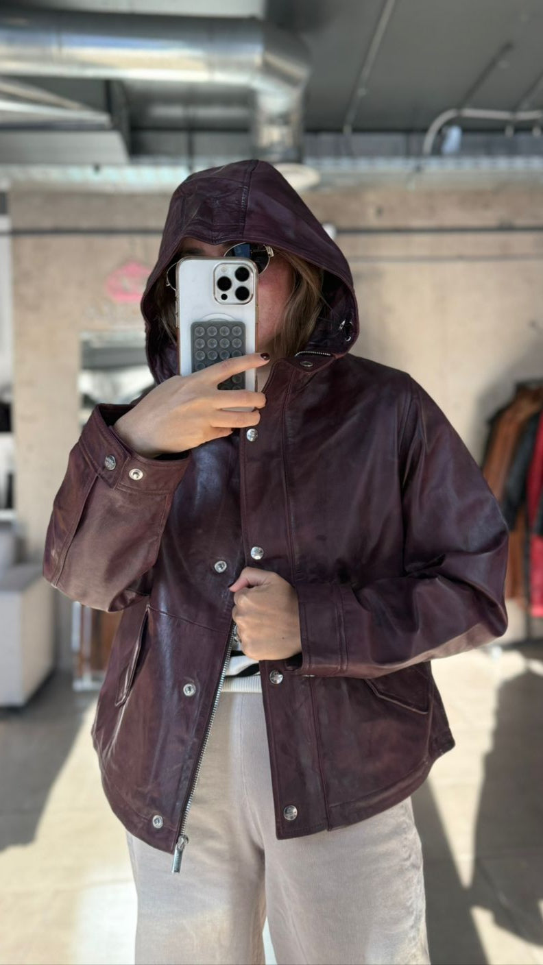Chaqueta Cuero Gracia Burdeo