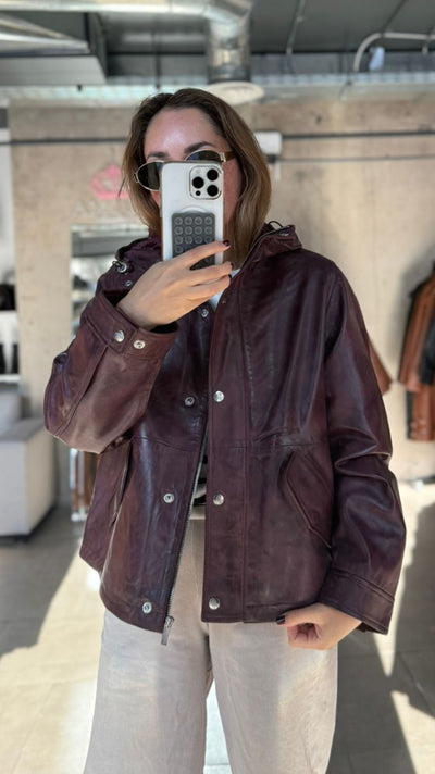 Chaqueta Cuero Gracia Burdeo