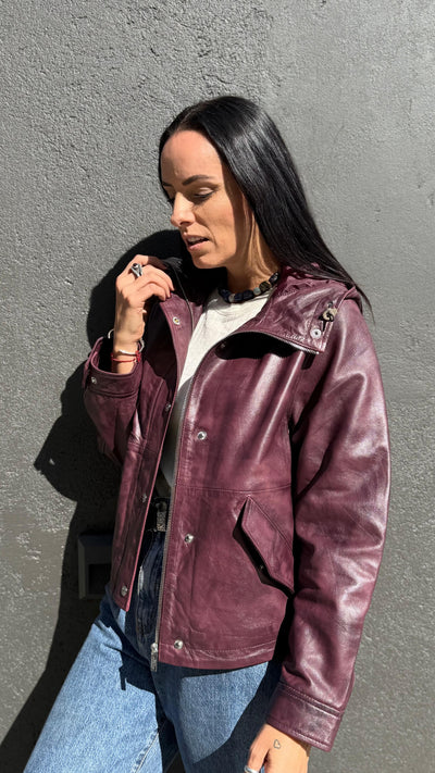 Chaqueta Cuero Gracia Burdeo