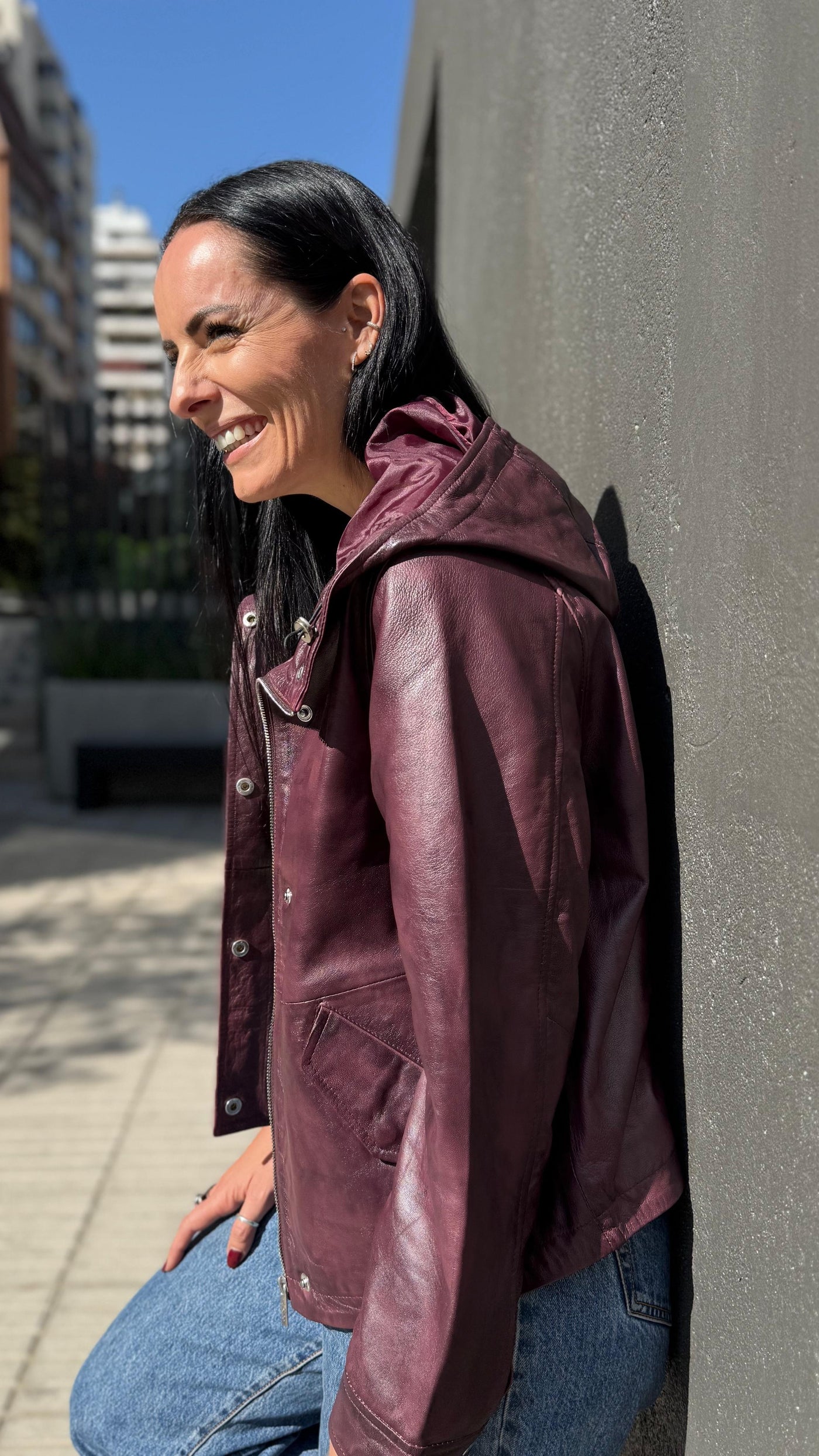Chaqueta Cuero Gracia Burdeo