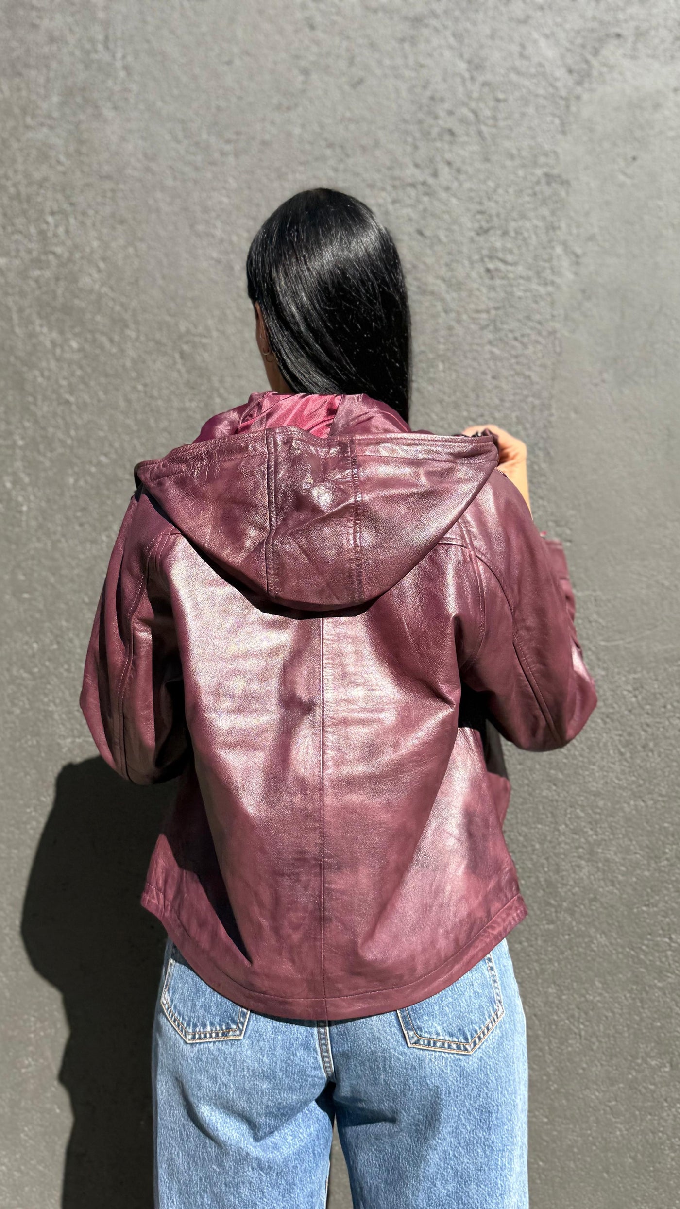 Chaqueta Cuero Gracia Burdeo