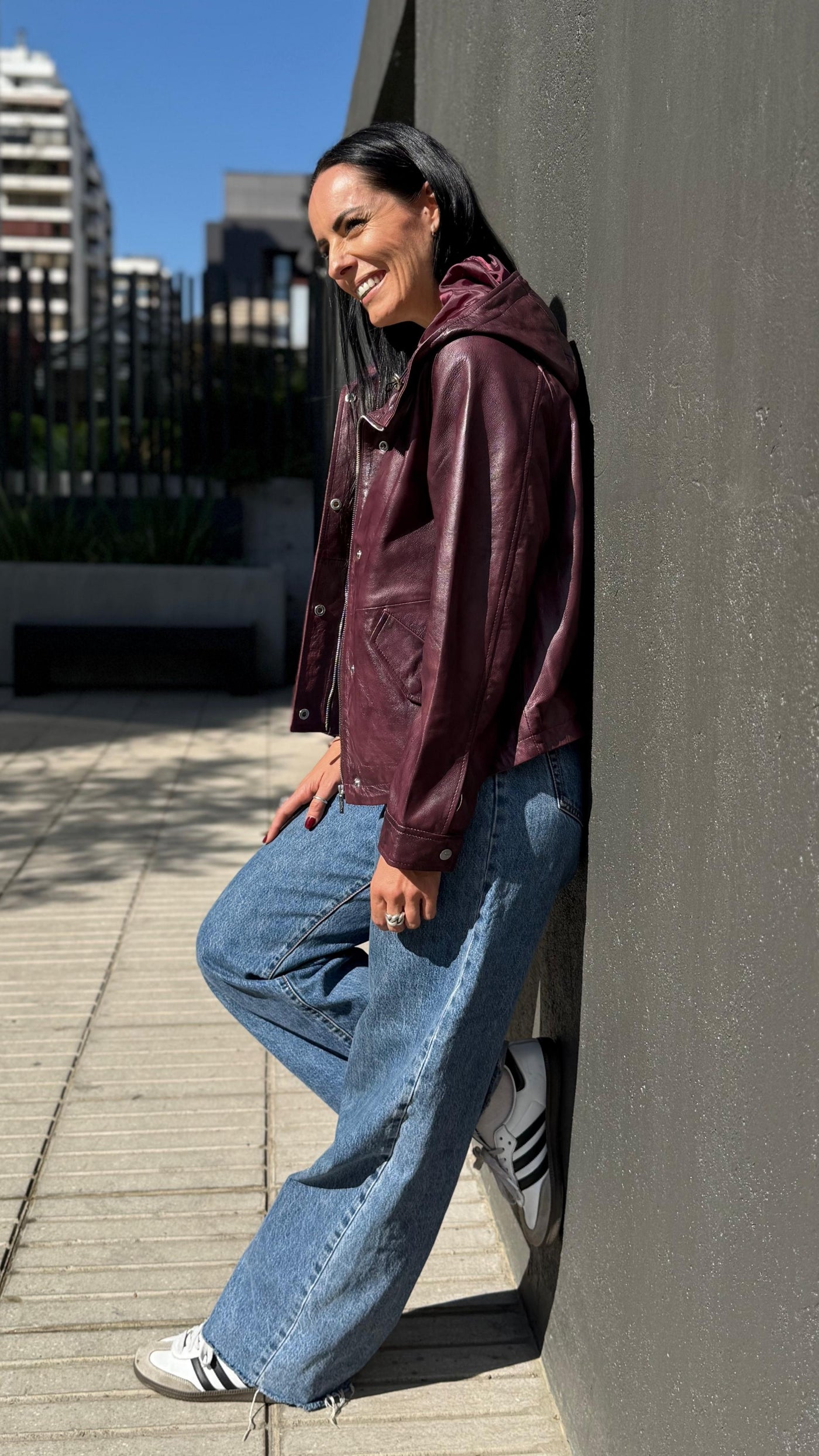 Chaqueta Cuero Gracia Burdeo