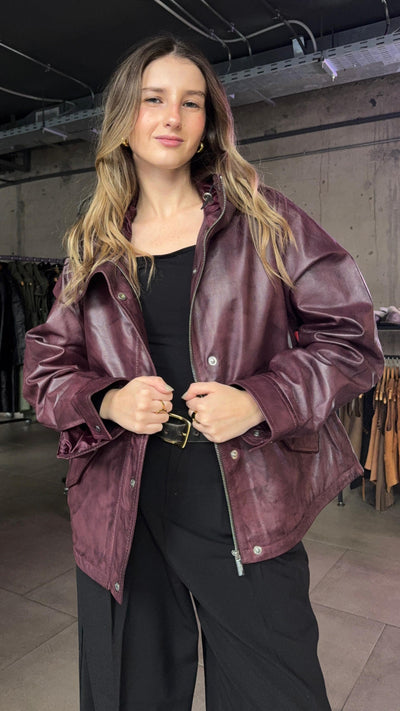 Chaqueta Cuero Gracia Burdeo