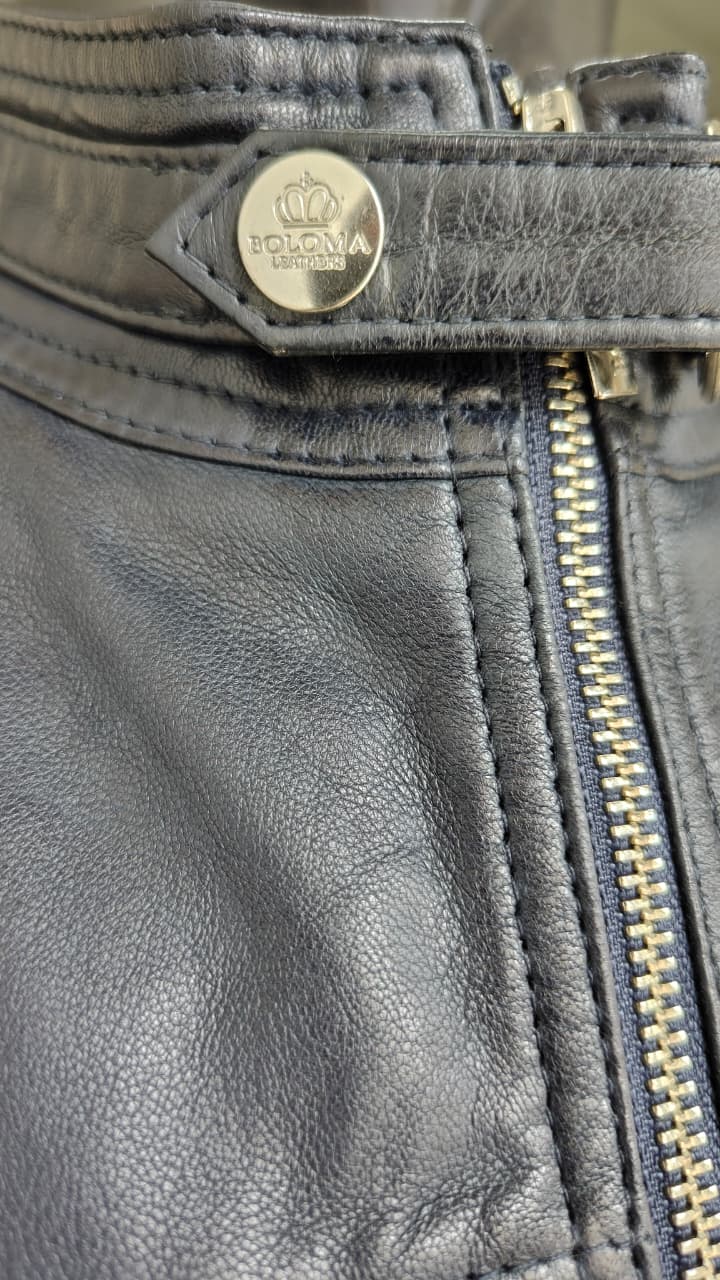 Chaqueta Cuero Hombre Badar Azul Marino