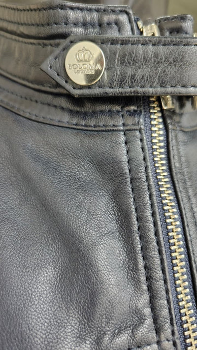 Chaqueta Cuero Hombre Badar Azul Marino