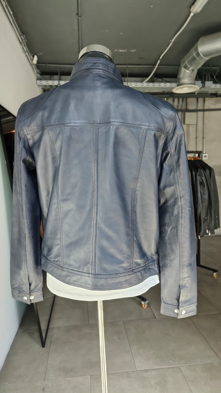 Chaqueta Cuero Hombre Badar Azul Marino