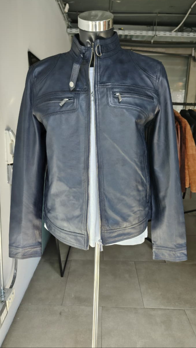 Chaqueta Cuero Hombre Badar Azul Marino